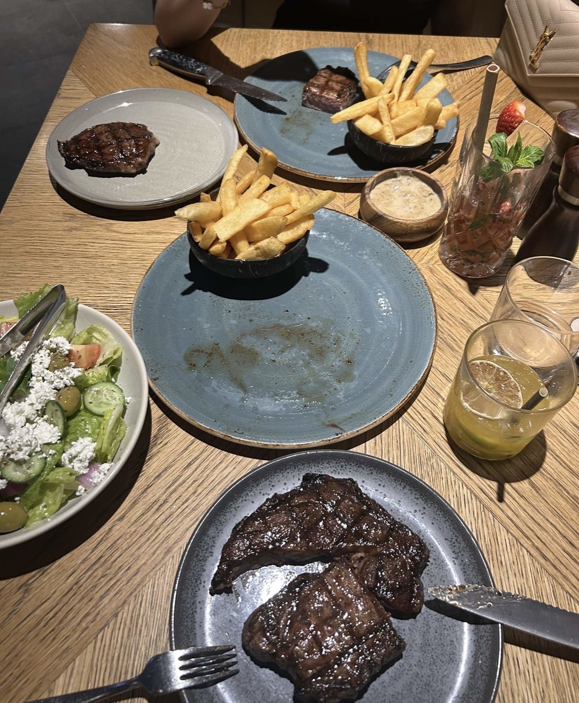 Steak and sides at The Meat and Wine Co